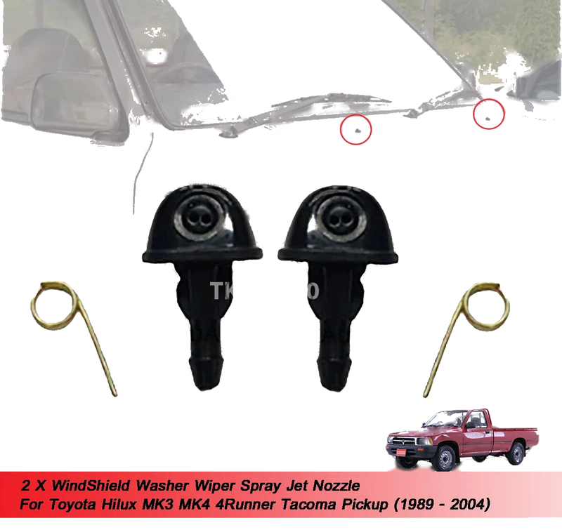 Toyota Hilux MK3 MK4 2 x Windshield Washer Wiper Jet Nozzles (1988-1997)