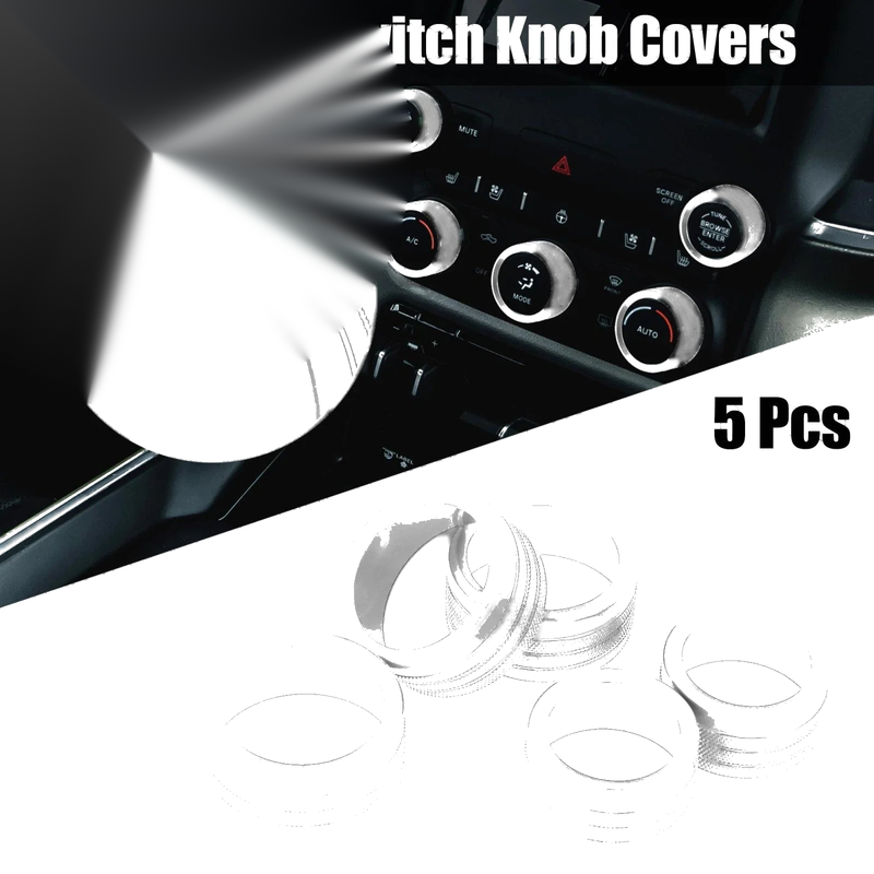 Dodge Ram 1500 5 x Silver Tone AC Radio Switch Knob Covers (2018-2020)