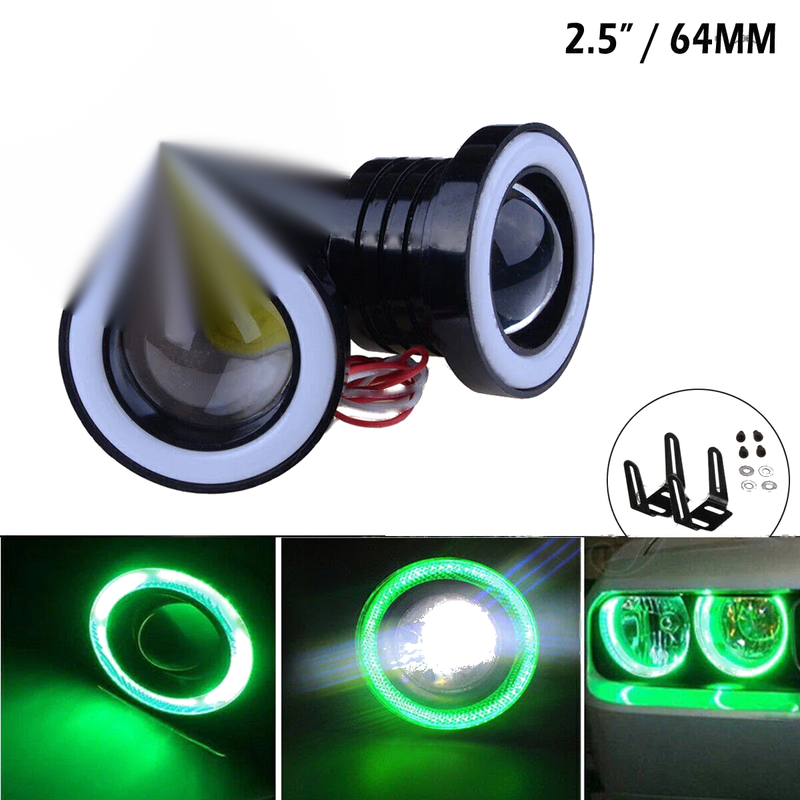 Universal 2 x 2.5" COB Fog Light Projector Car Lamp Halo Angel Eyes LED