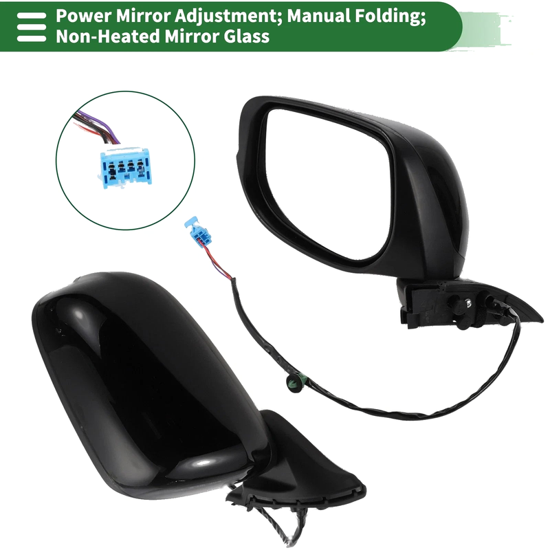 Honda Fit (2009-2014) Gloss Black Left Side Door Mirror Replacement