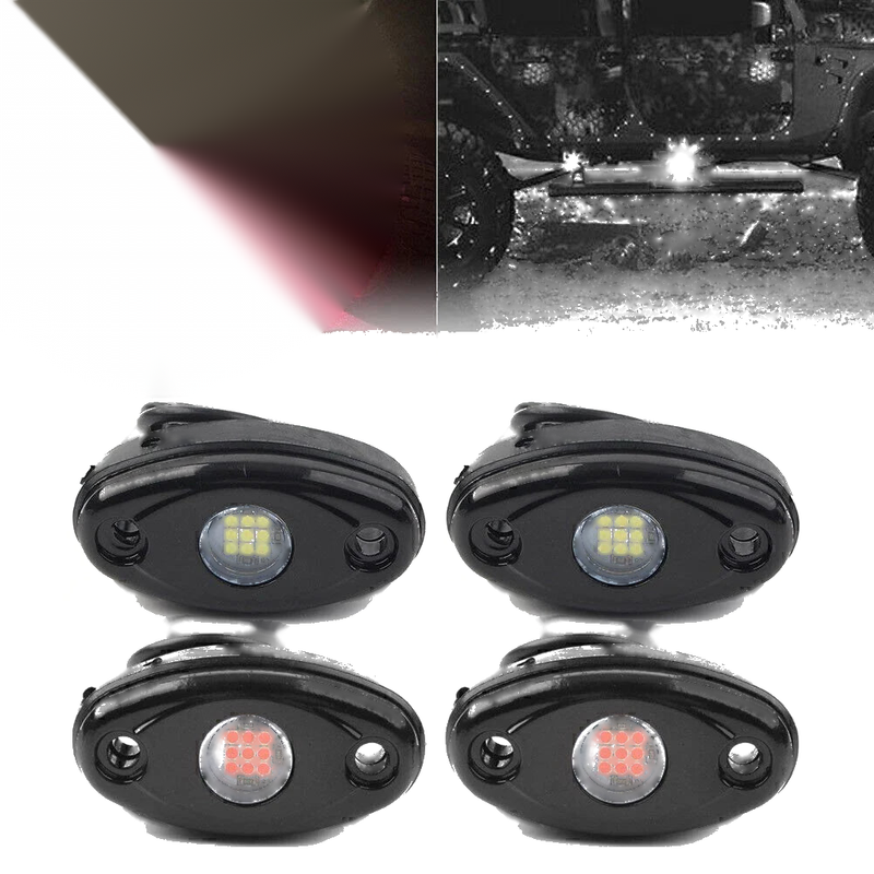 Jeep Wrangler Truck Trail Rig - White & Red LED Rock Lights