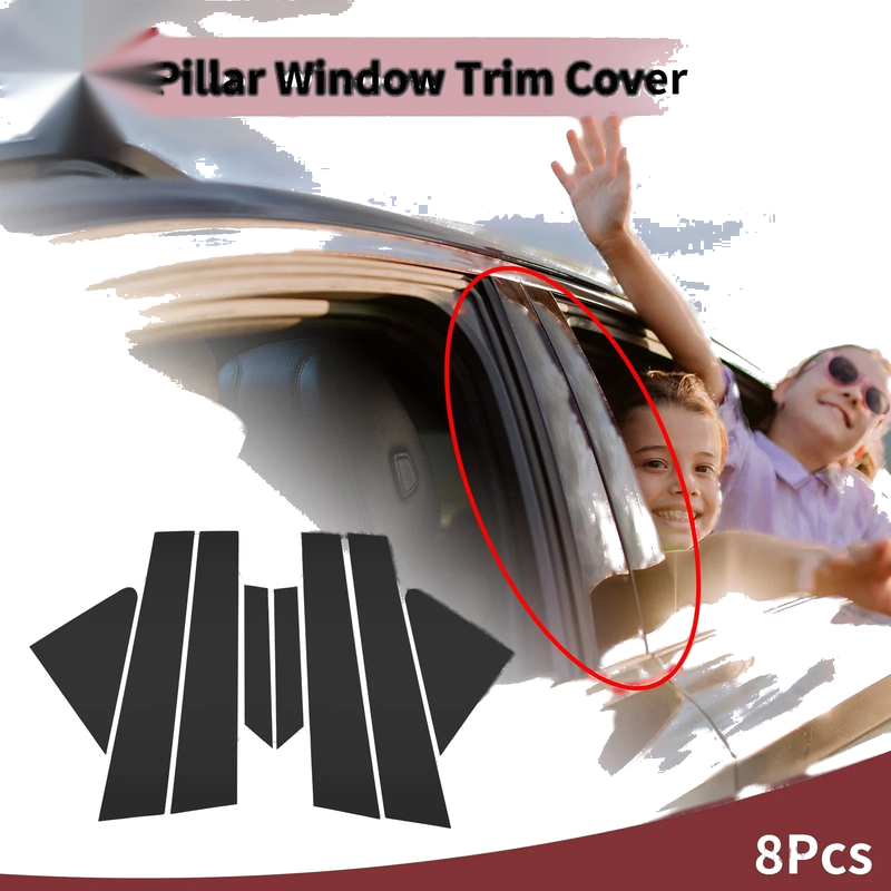 Hyundai Verna 2008-2016 Black Door Pillar Window Trim