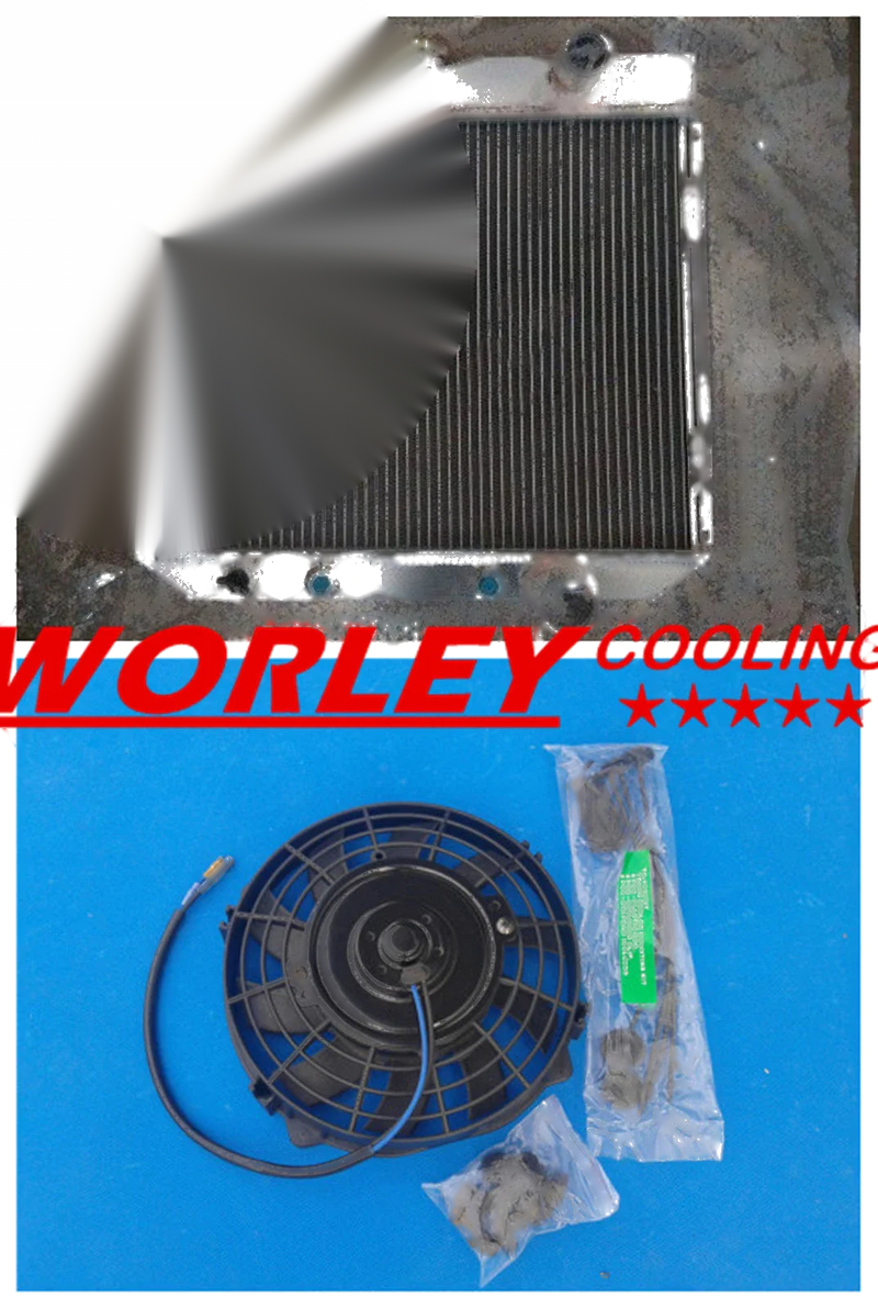 Ford Fairlane, Mustang 44mm Aluminum Radiator + Fan (1963-1969)