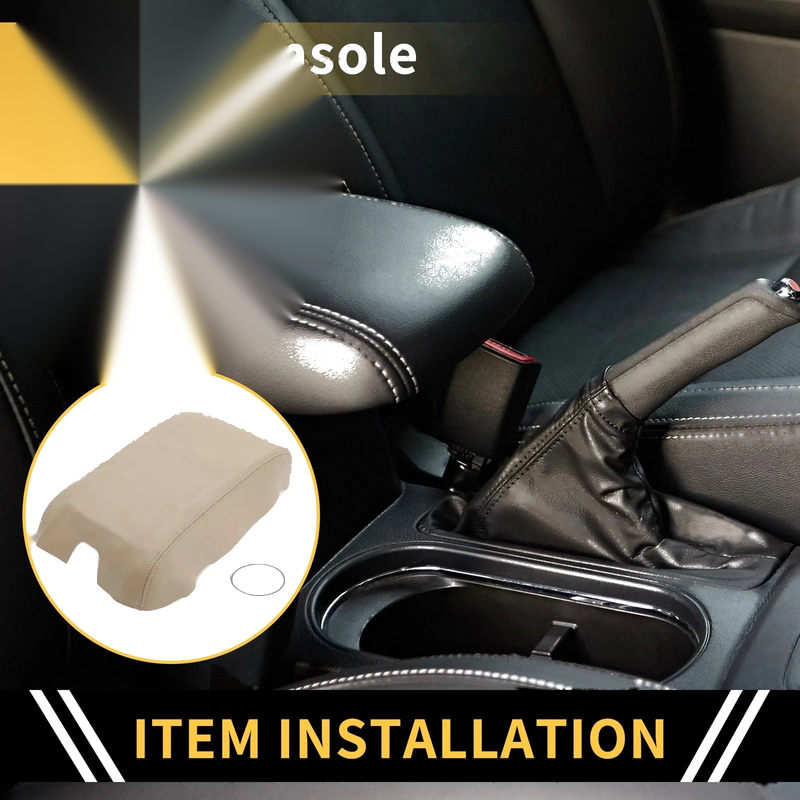 Ford F-150 Microfiber Leather Beige Center Console Armrest Cover