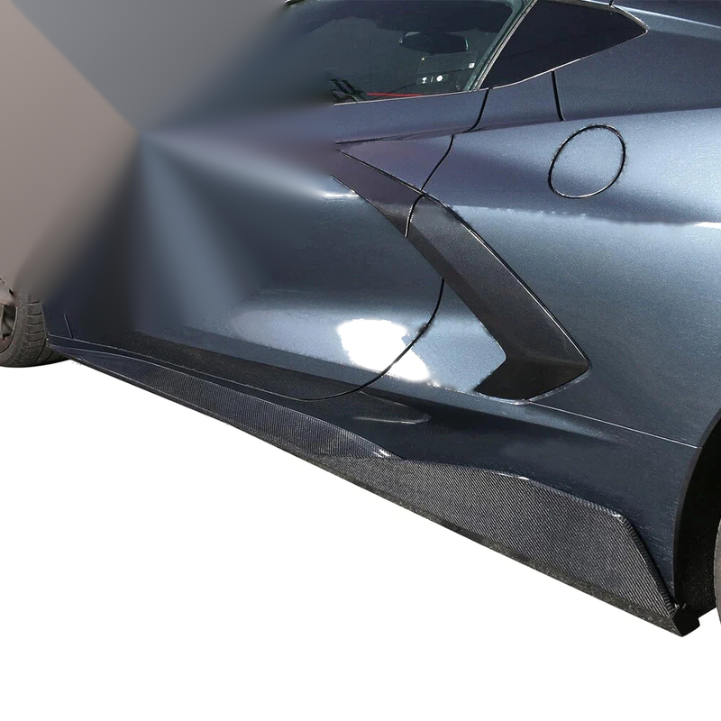 Corvette C8 Side Skirts 5VM Style Extensions Rocker Panels Carbon Look (2020+)