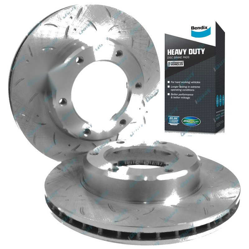 80 Series Landcruiser 1990~92 Front Slotted+Drilled Rotors & HD Pads