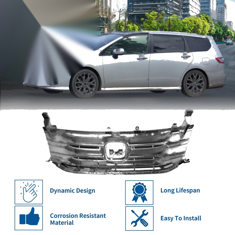 Honda Odyssey (2011-2012) Chrome Silver Tone Front Upper Bumper Grille