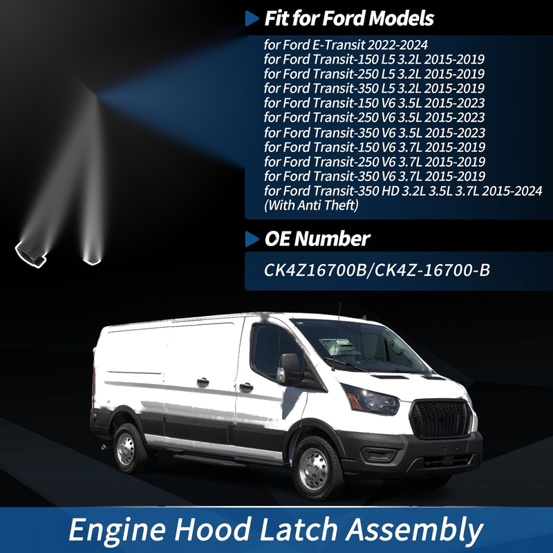Ford Transit-150 L5 3.2L Engine Hood Latch Assembly (2015-2019)