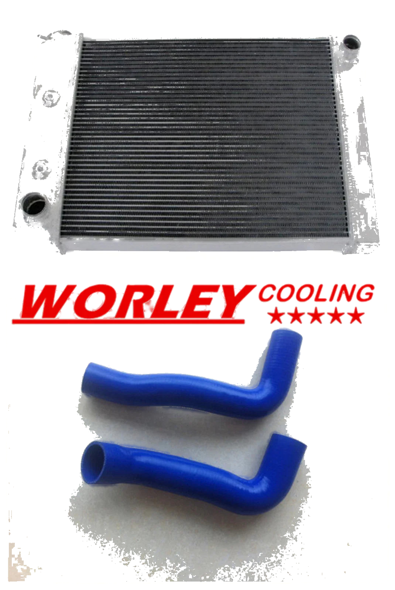 Ford Cortina 6 Cylinder Aluminum Radiator & Blue Hose (1972-1982)
