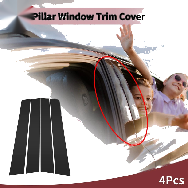 Honda City (2003-2008) Black 4 Pcs Car Door Pillar Window Trim