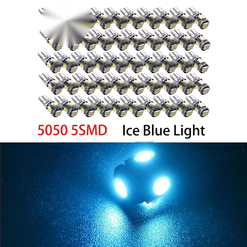 Various Vehicles () 50 x T10 5-SMD 5050 Ice Blue LED Light Bulbs