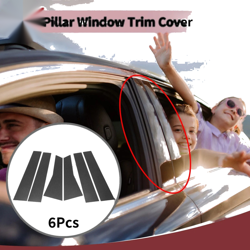 Mercedes-Benz B-Class (2020-2023) Black Carbon Fiber 6 Pcs Door Pillar Window Trim