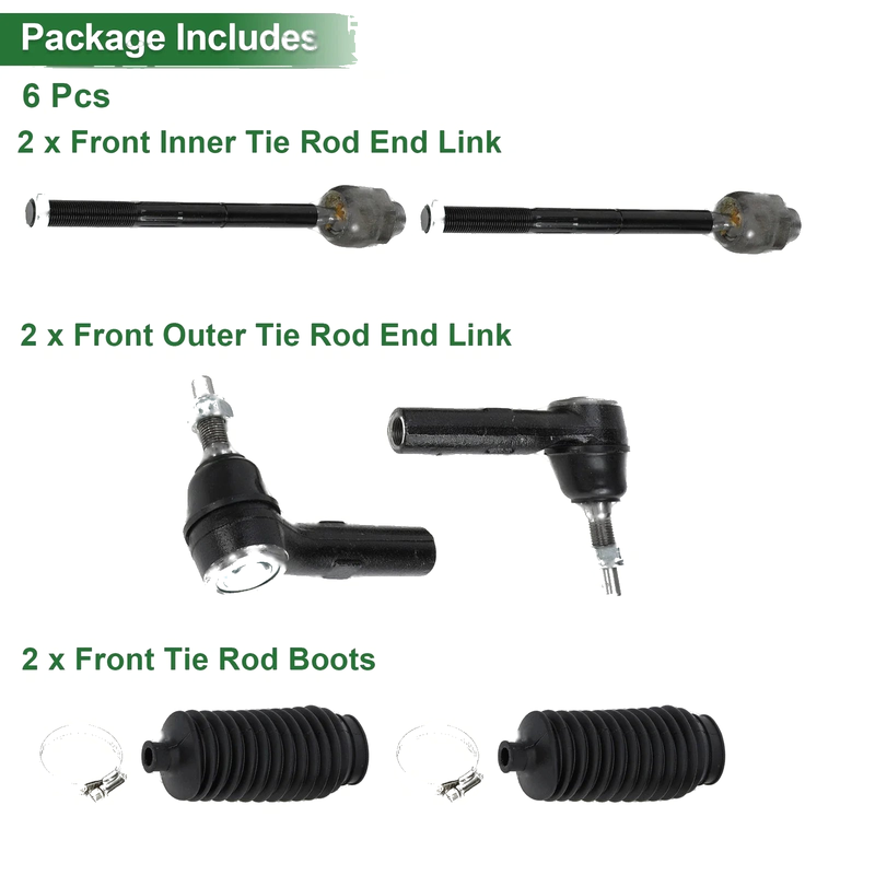 Dodge Dakota 6pcs Front Suspension Kit Tie Rod Ends with Boots (2005-2011)