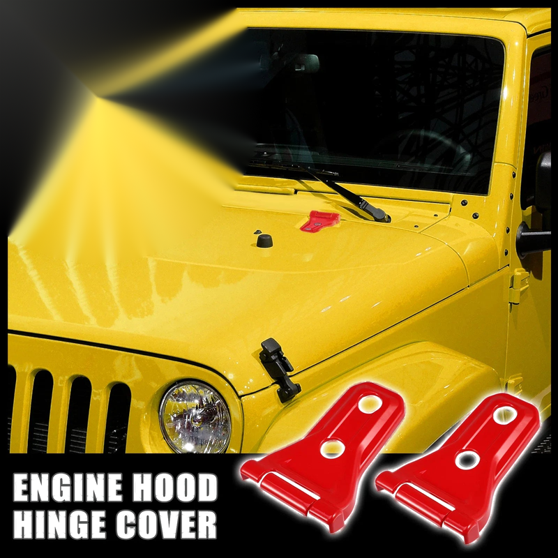 Jeep Wrangler JL JLU (2018-2021) Red 2 x Engine Hood Hinge Trim Covers
