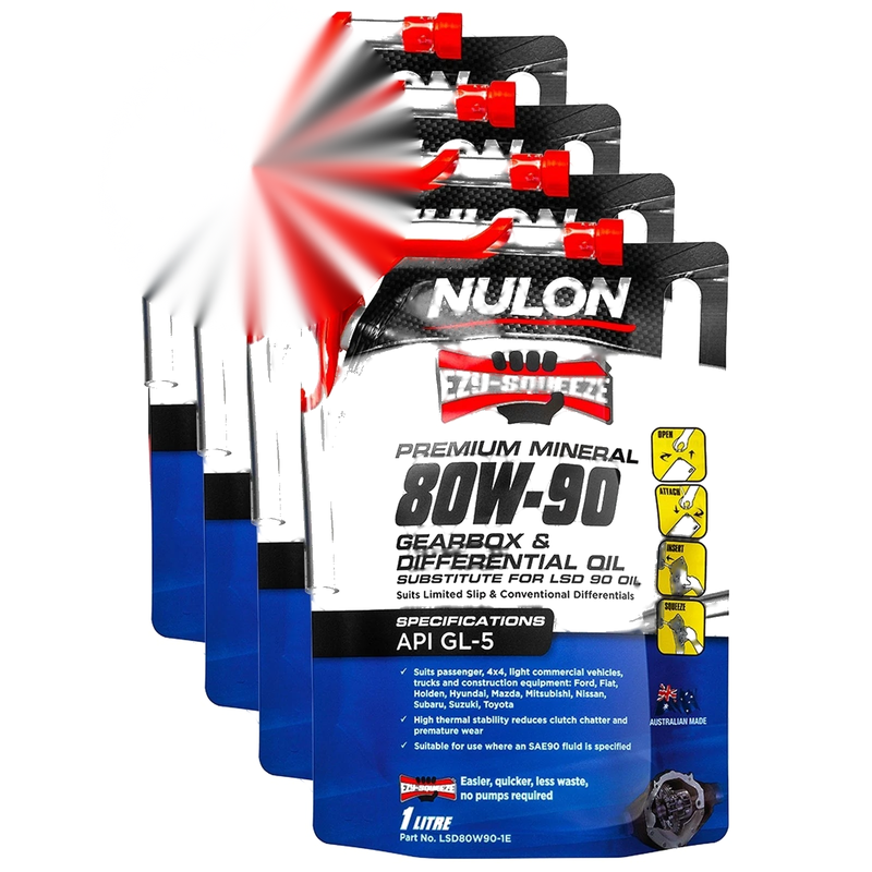 LSD 80W90 () 4 x Nulon EZY-SQUEEZE 1L Gearbox Differential Oil