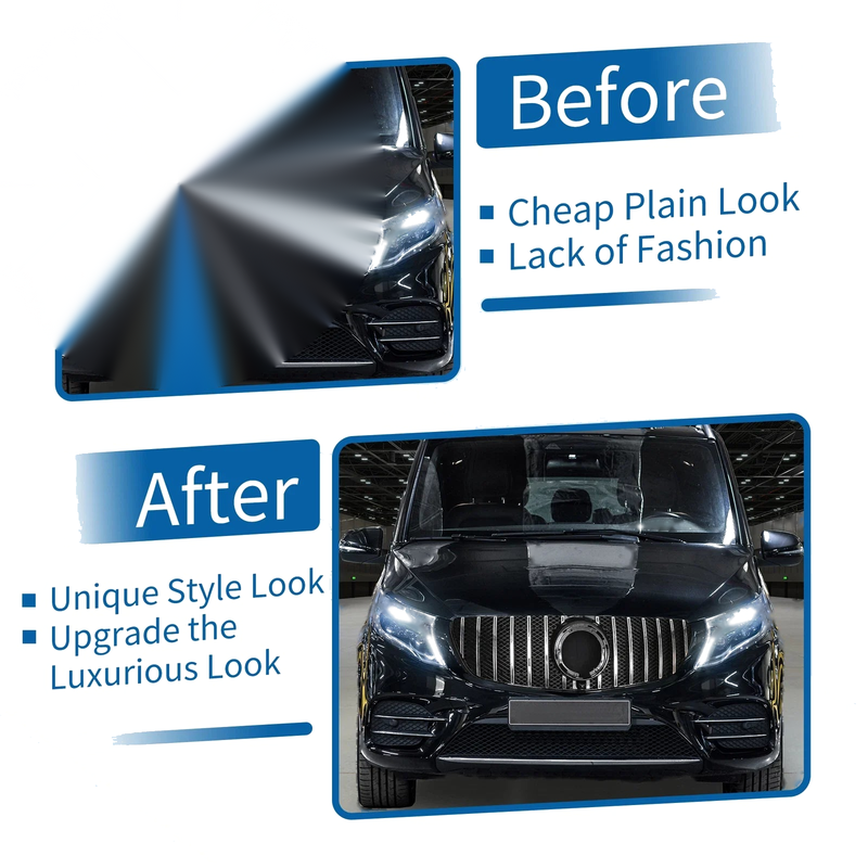 Mercedes-Benz V-Class (2014-2023) Chrome Silver Front Upper Bumper Grille