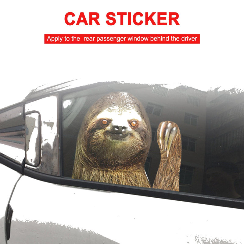Universal Fit Passenger Side Car Window Sticker, Person Size, Sloth Waving (All Years)