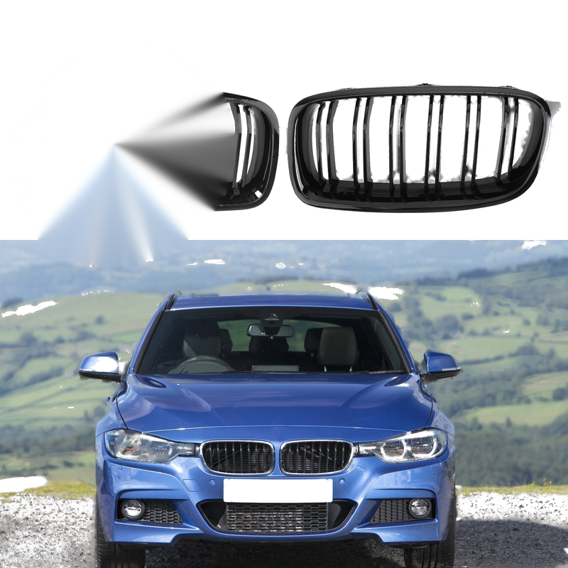 BMW 3 Series F30 / F35 Gloss Black Dual Slats Kidney Grille (2012-2017)