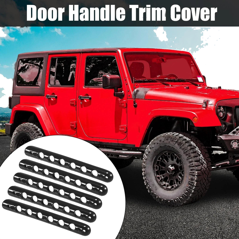 Jeep Wrangler JK 5 x Black Door Handle Insert Trim Covers (2007-2018)