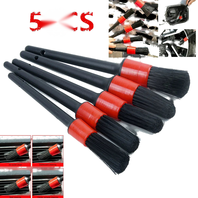 Car 5Pcs Detailing Brush Natural Boar Hair