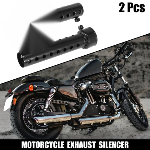 2 x 35mm Motorcycle Exhaust Silencer Exhaust Insert Muffler Pipe Black