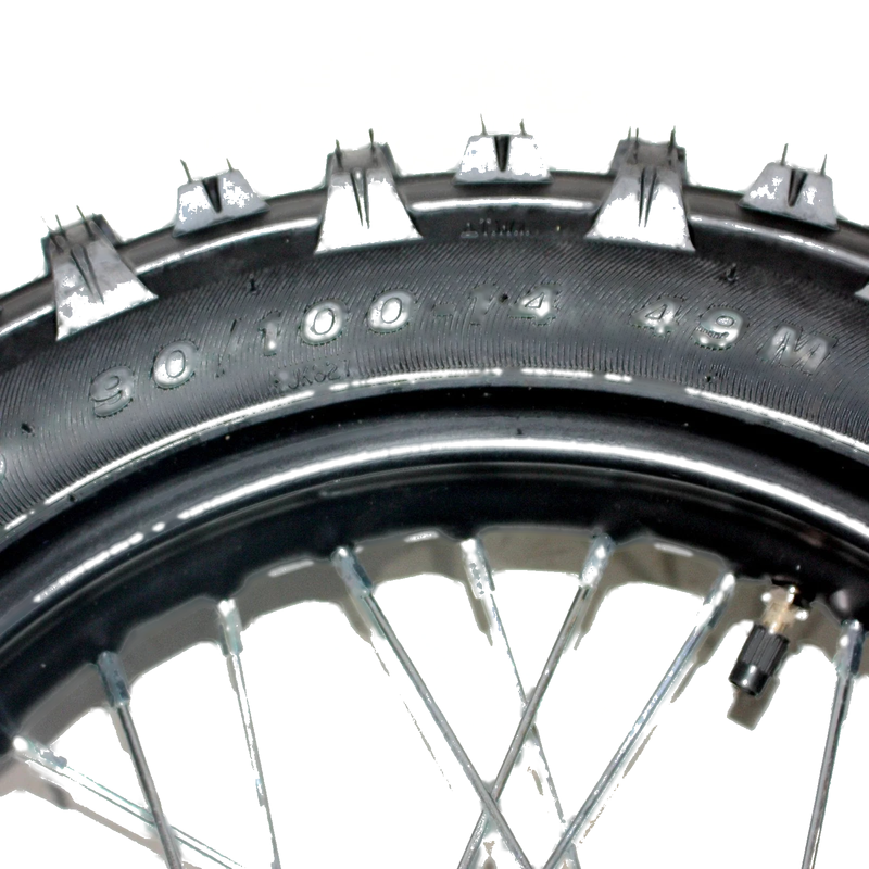 PIT Bigfoot Dirt Bike 12mm Axle 14" Rear Wheel Rim Tire