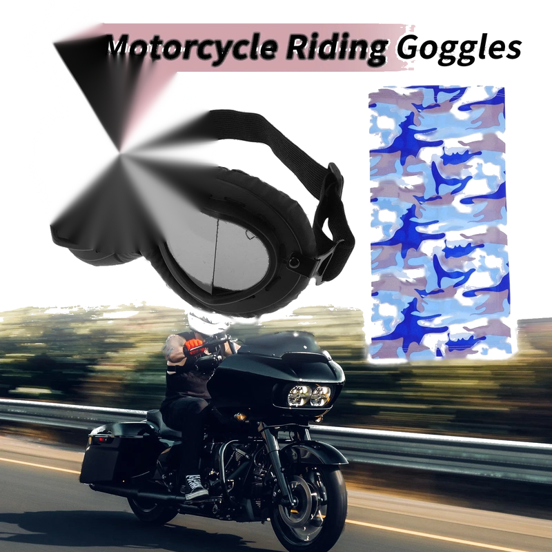 Make Set Motorcycle Goggles Black Lens Black Frame PC Cycling Sunglasses