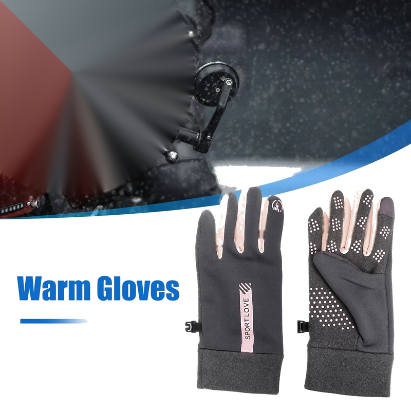 Motorcycle Cycling Sporting 1 Pair Riding Warm Gloves Liners Pink Gray