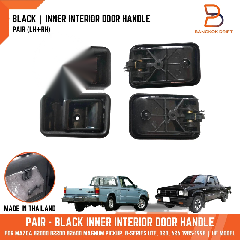 Mazda B-Series Bravo UF 323 626 Black Inner Door Handle Pair (1994-2006)