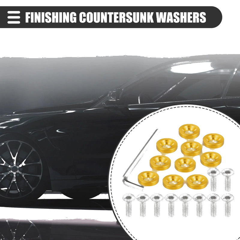 Car Motorcycle Finishing Countersunk Washers Dress Up Tool Kit Gold Tone