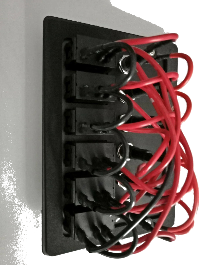 12V 6 Switch Panel Weatherproof Black Textured Alloy Pre-Wired