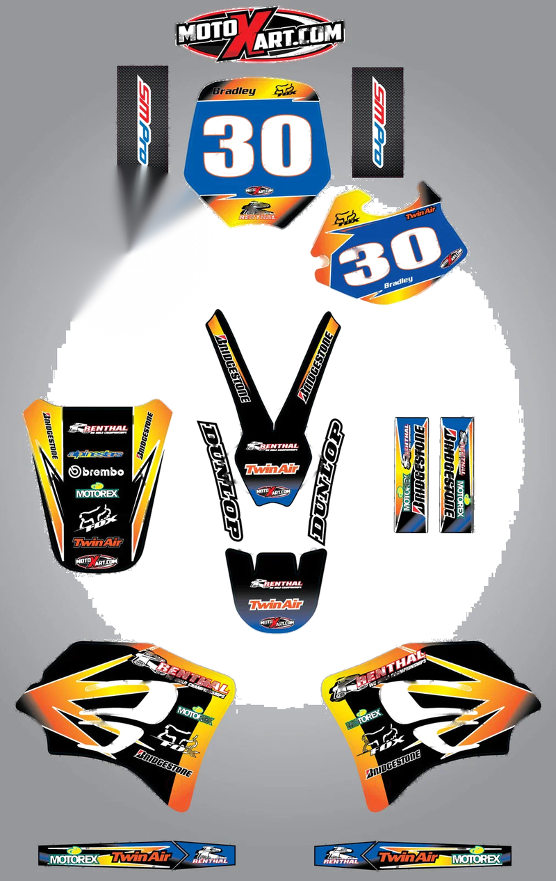 KTM 65 Custom Graphics Full Kit SUNRISE Stickers (1998-2001)