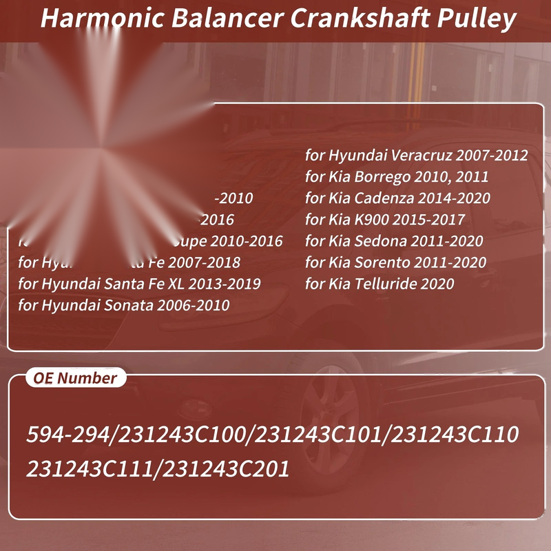 Hyundai Santa Fe, Kia K900 Harmonic Balancer Crankshaft Pulley (2013-2020)