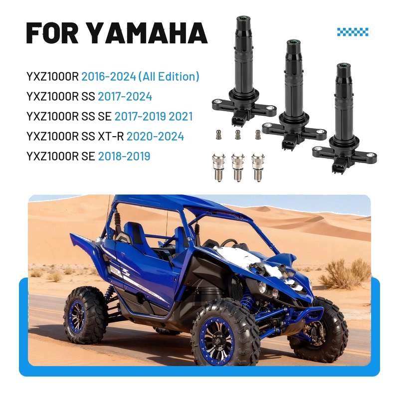 Yamaha YXZ1000R SE EPS 3 x Ignition Coils w/ Spark Plug (2016–2019)