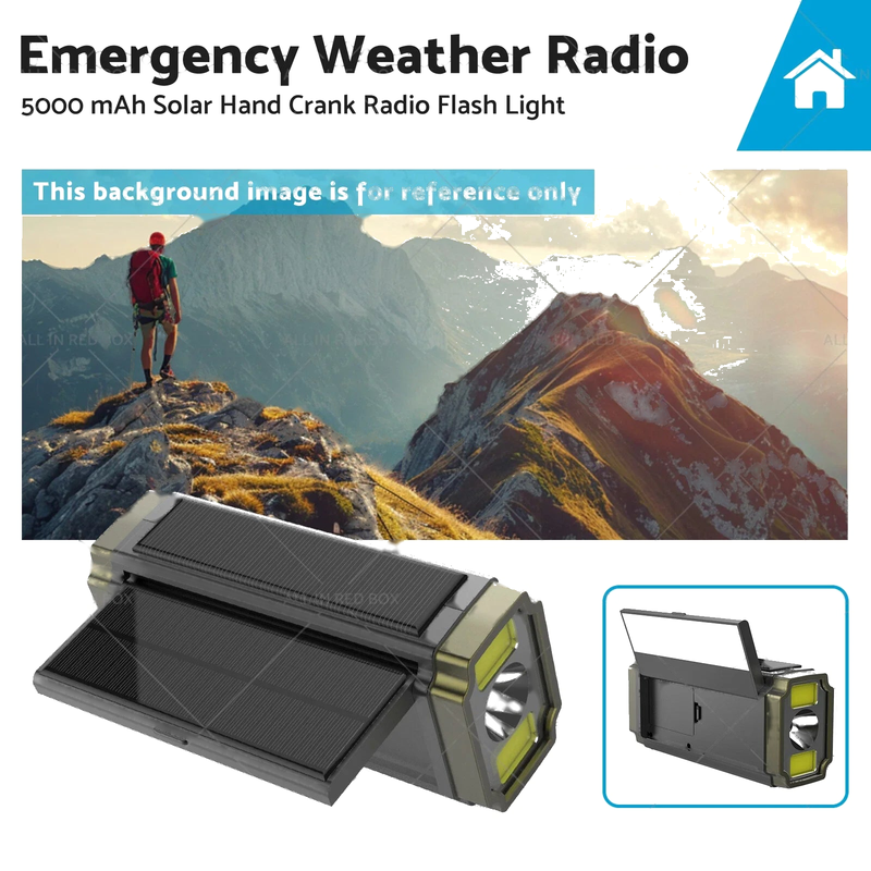 All Models 5000mAh Solar Hand Crank Emergency Radio Power Bank Flash Light