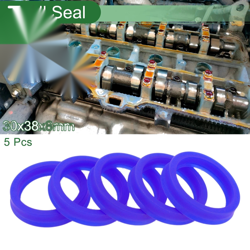Oil Seal 30x38x8mm TPU Rotary Shaft Seal High Pressure Blue 5 Pcs
