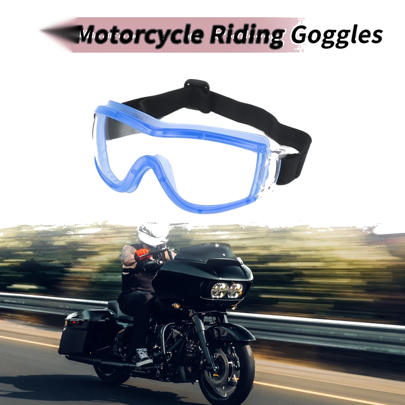 Motorcycle Clear Lens Blue Frame PC PU Sunglasses Goggles