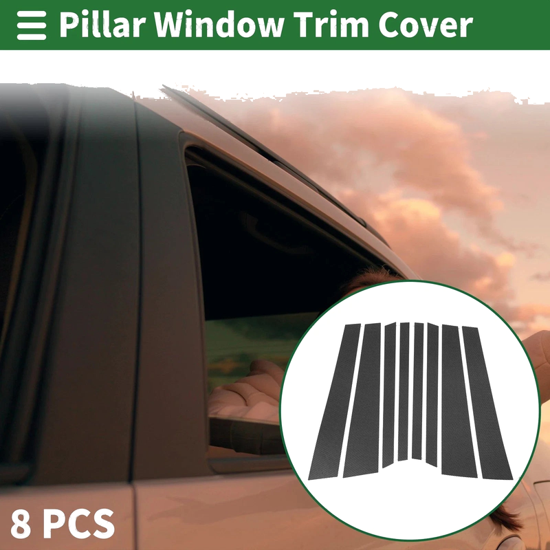 BMW X5 (2014-2018) Carbon Fiber Pattern Black 8 x Door Pillar Window Trim