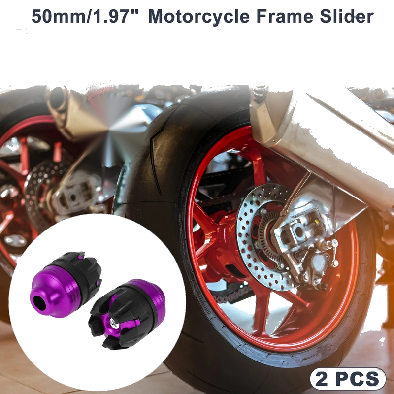 14mm Aluminum Alloy Plastic Motorcycle Slider Frame 2 Pcs Purple