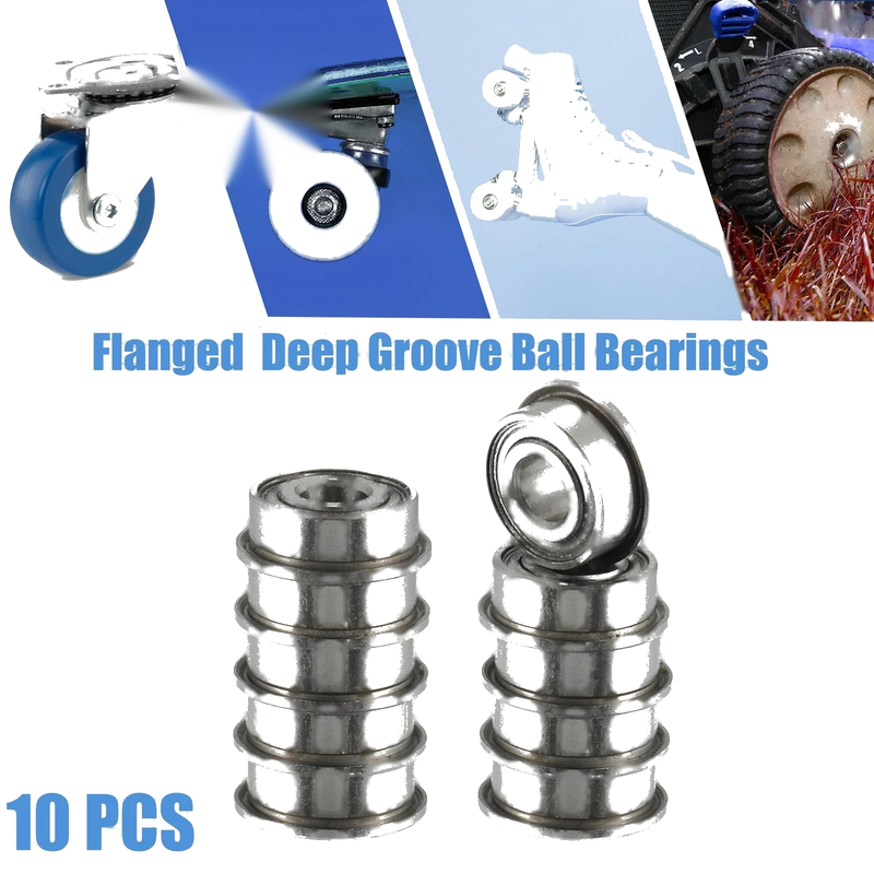10pcs 4x10x4mm Double Metal Shield Flanged Deep Groove Ball Bearings