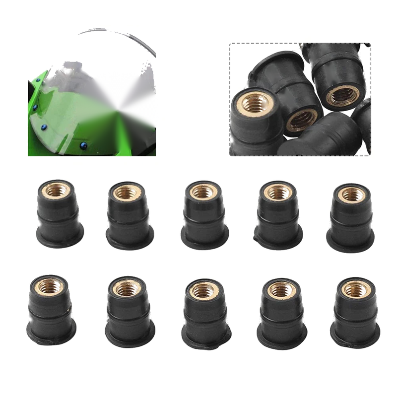 Fairing 10 x Rubber Motorcycle Windshield Nut M5 Vibration Damper