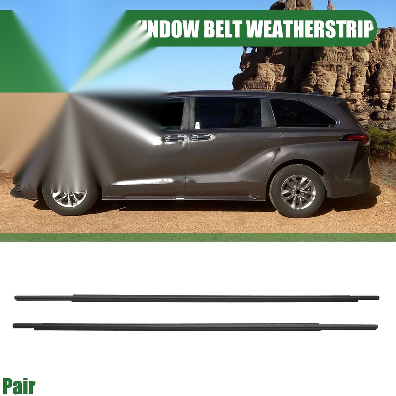 Toyota Sienna Pair Rear Left Right Door Window Weatherstrip (2011–2020)