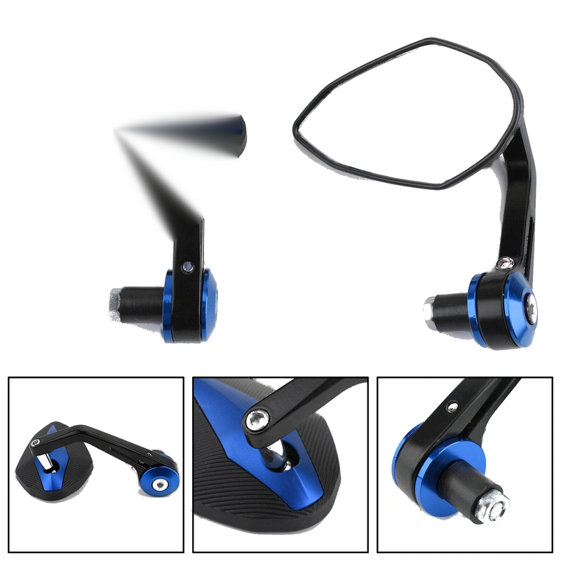 Ducati Honda 7/8" Blue Aluminium Rear View Bar End Mirror