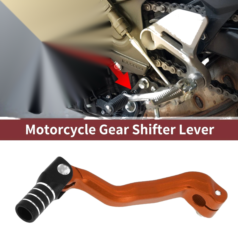Bosuer M4 Folding Motorcycle Gear Shift Lever Orange Black Silver Tone