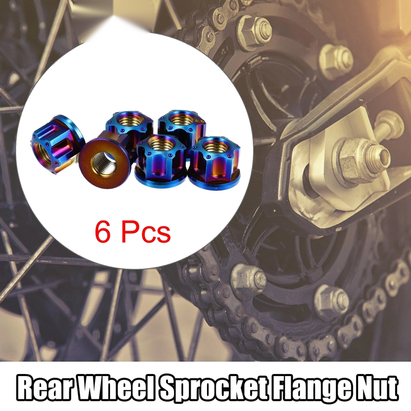 Motorcycle Blue 6pcs Titanium Alloy M14 Flange Bolt Nut 1.5mm Pitch
