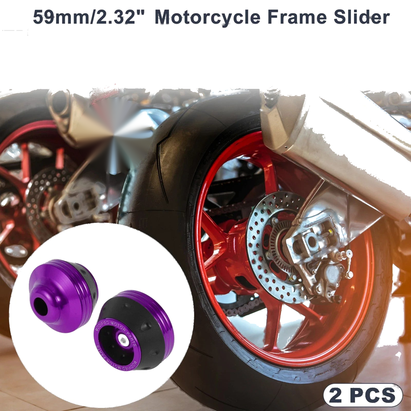 Make Model 2 x 15mm Aluminum Alloy Plastic Motorcycle Slider Frame Purple