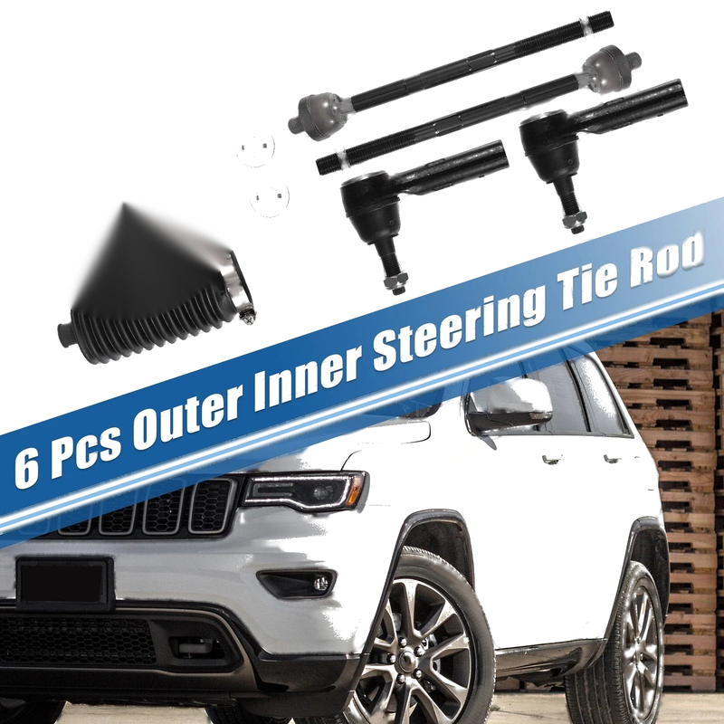 Jeep Commander 6 x Car Front Inner Outer Tie Rod Ends & Rack Boots (2006-2010)