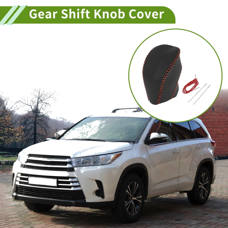 Toyota Highlander Black Red Faux Leather Gear Shift Knob Cover (2008-2013)