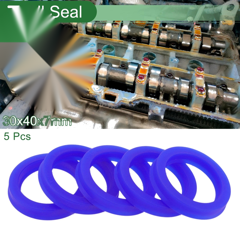 Oil Seal Rotary Shaft Seal TPU 30x40x7mm High Pressure Blue 5 Pcs