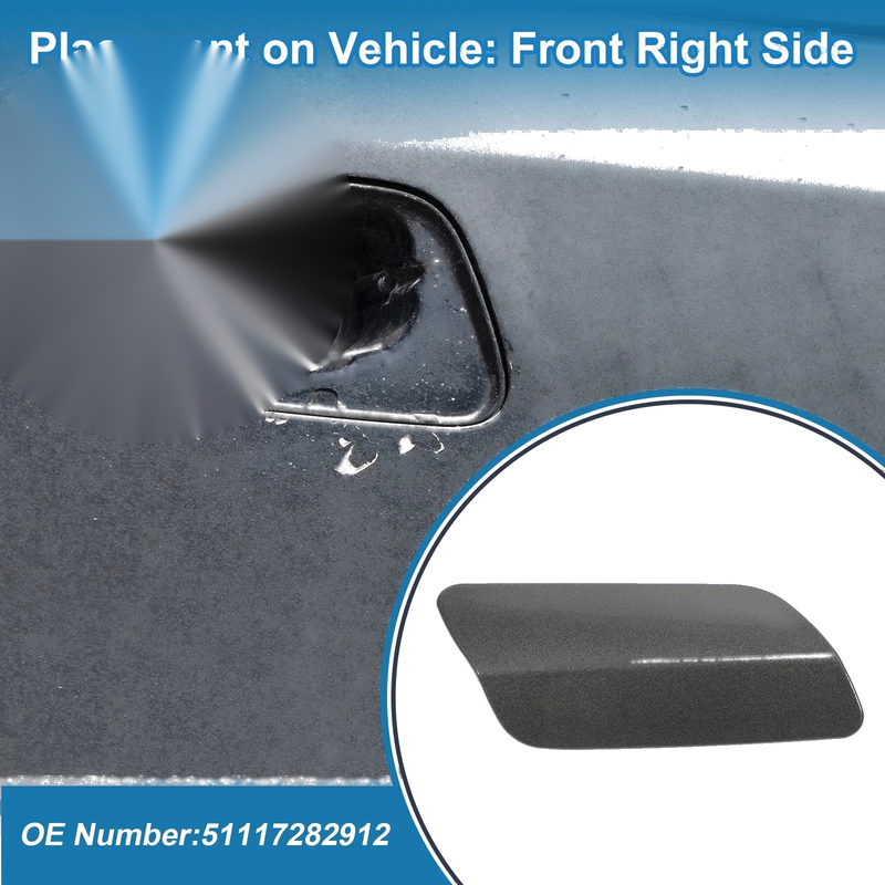 BMW 640i Gray Front Right Side Bumper Headlight Washer Nozzle Cover Cap